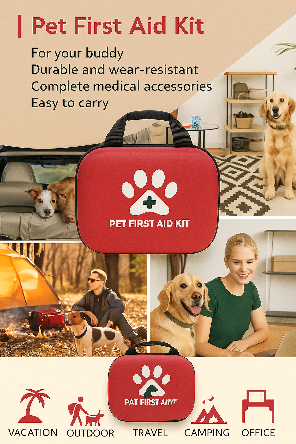 Bark Hike™ Trail Medic Kit – 61-Piece Dog First-Aid Pack for Hiking & Outdoor Adventures