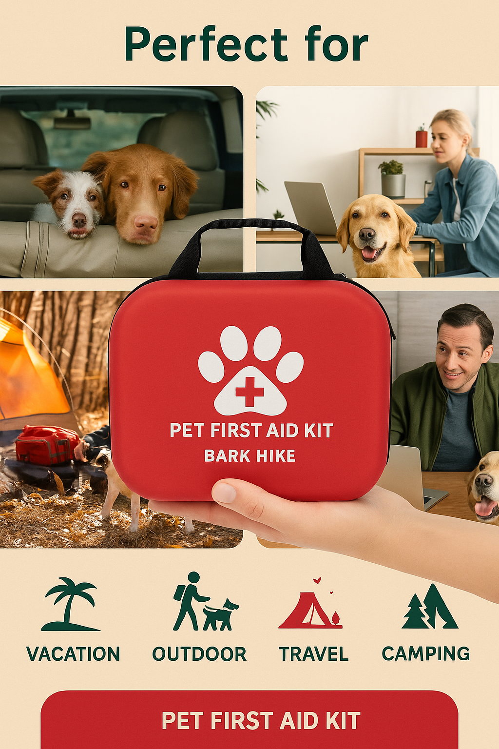 Bark Hike™ Trail Medic Kit – 61-Piece Dog First-Aid Pack for Hiking & Outdoor Adventures