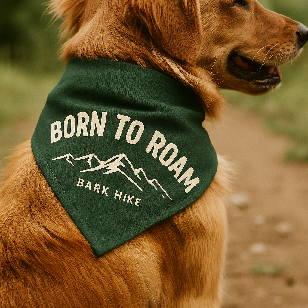 Born to Roam – Bark Hike Adventure Dog Bandana | Trail-Ready Style for Mountain Dogs